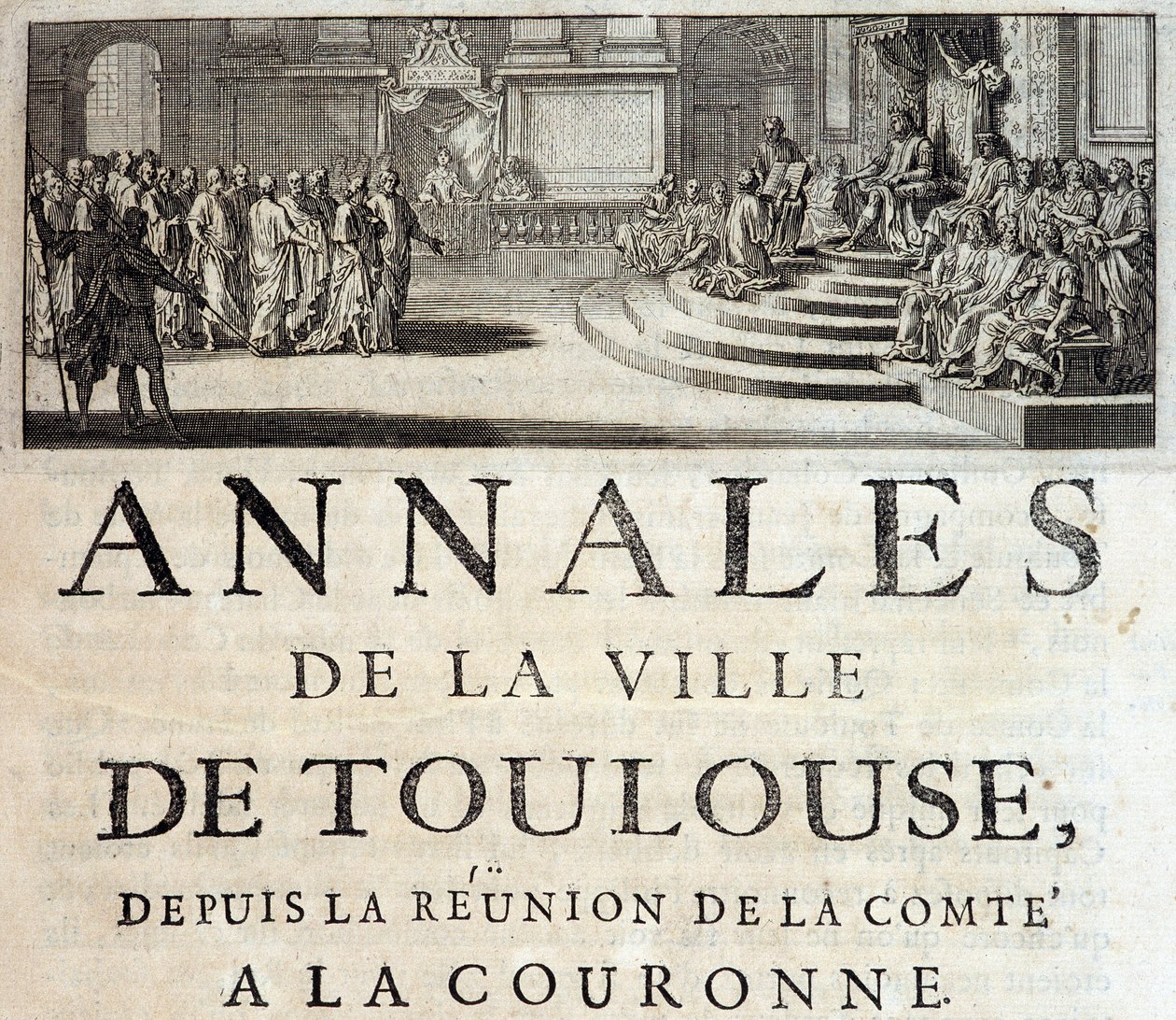 König Philipp der Kühne in Toulouse im Jahr 1272 in „Annales de la ville de Toulouse“ von Germain de Lafaille, Toulouse von French School
