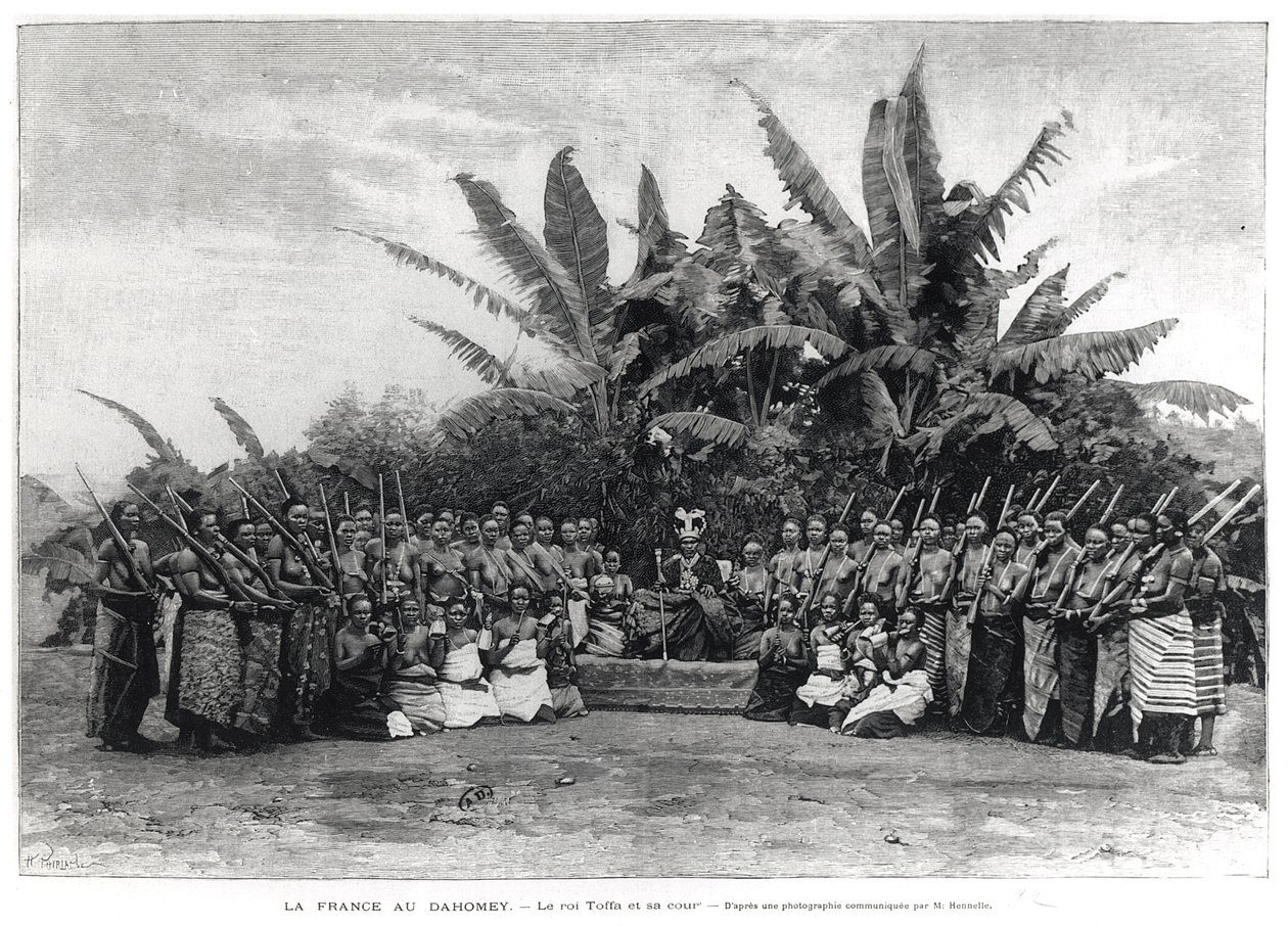 König Toffa (r.1874-1908) und sein Hof, Dahomey, 1892 von French School