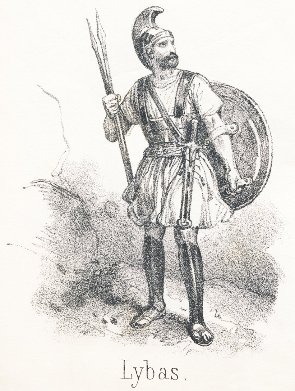 Lybas: Grieche, der der Belagerung von Troja beigewohnt hat, in der Armee des weisen Odysseus von French School