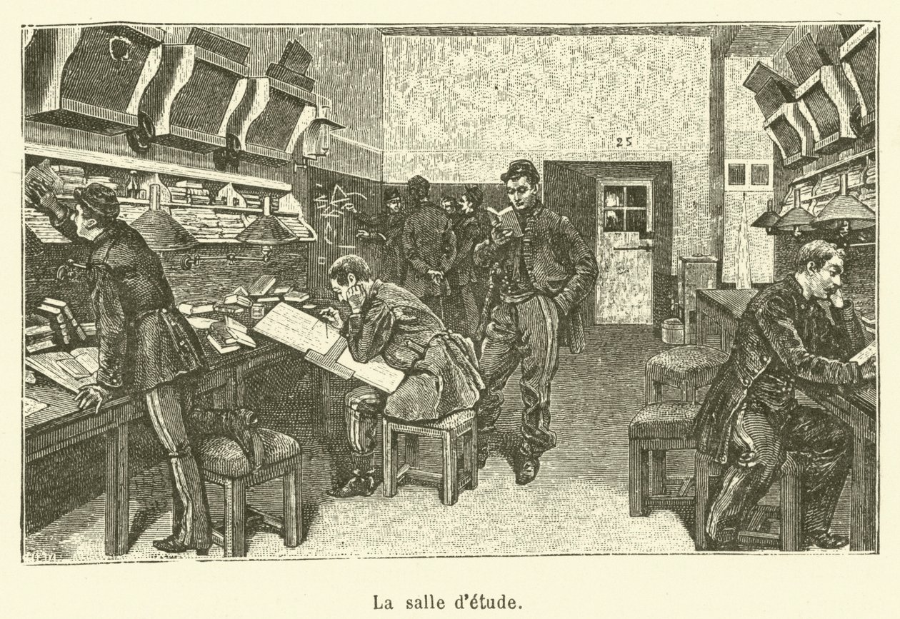 Der Studierraum (Gravur) von French School