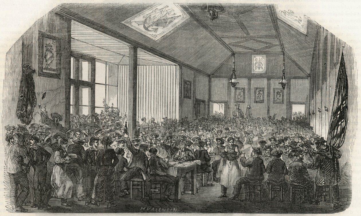 Die Taverne der Ruderer in Bercy im 19. Jahrhundert - Gravur in „Tableau-de-Paris“ von Edmond Texier 1852 von French School
