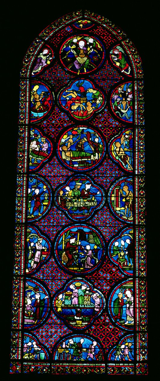 Lanzettfenster, das das Gleichnis von Lazarus und dem reichen Mann darstellt von French School