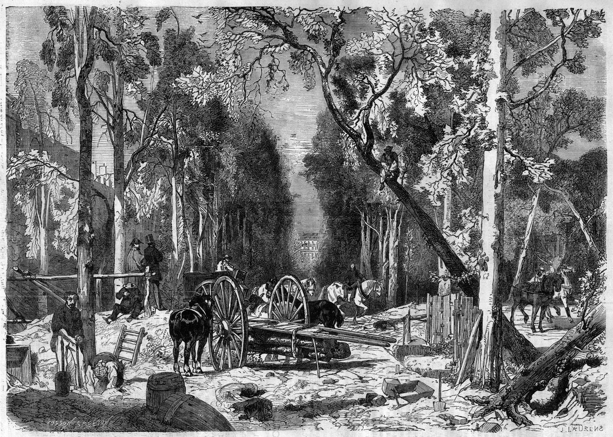 Der Holzfäller im Jardin de Luxembourg in Paris im Jahr 1870 - Gravur von 1870 von French School