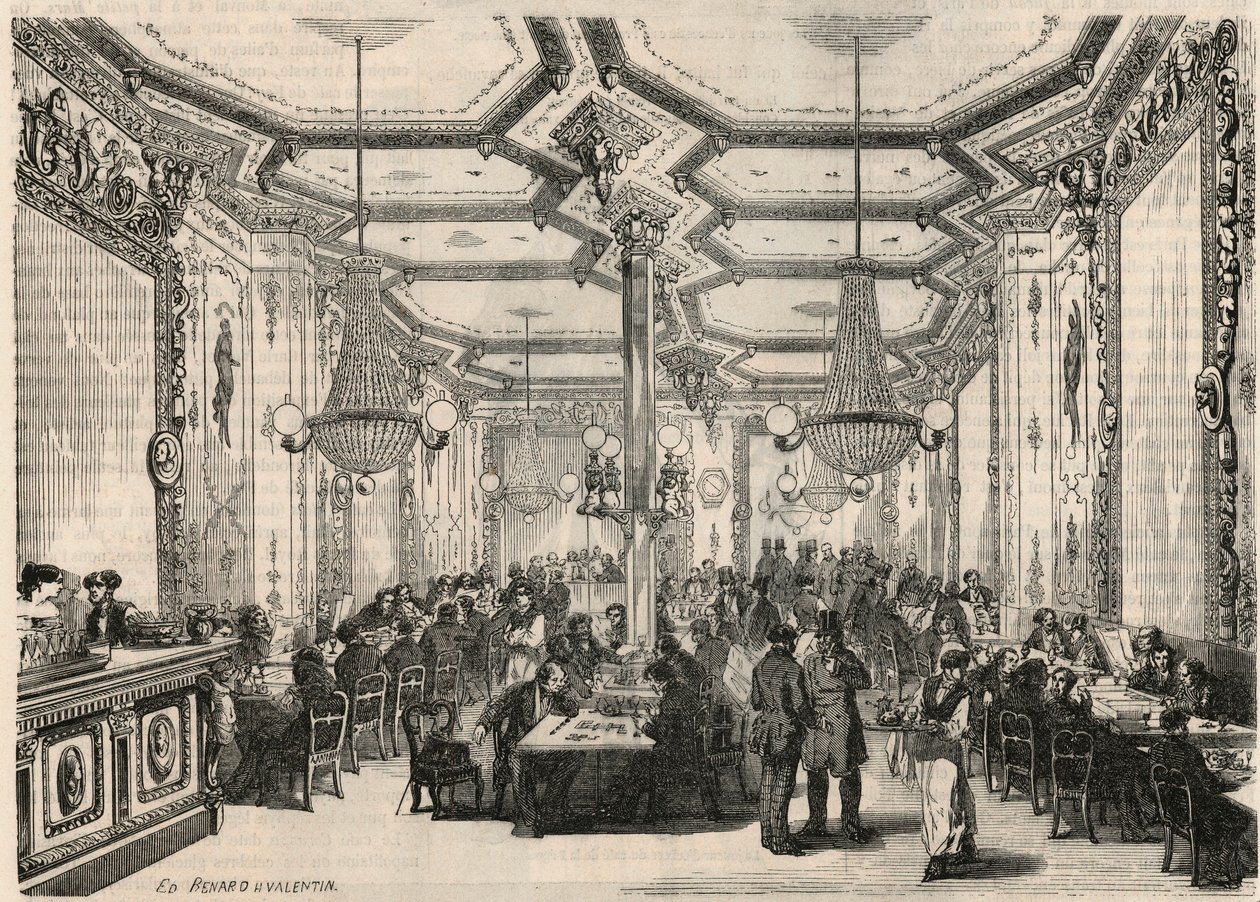 Das Café Pierron in Paris im 19. Jahrhundert - Gravur in „Tableau-de-Paris“ von Edmond Texier 1852 von French School