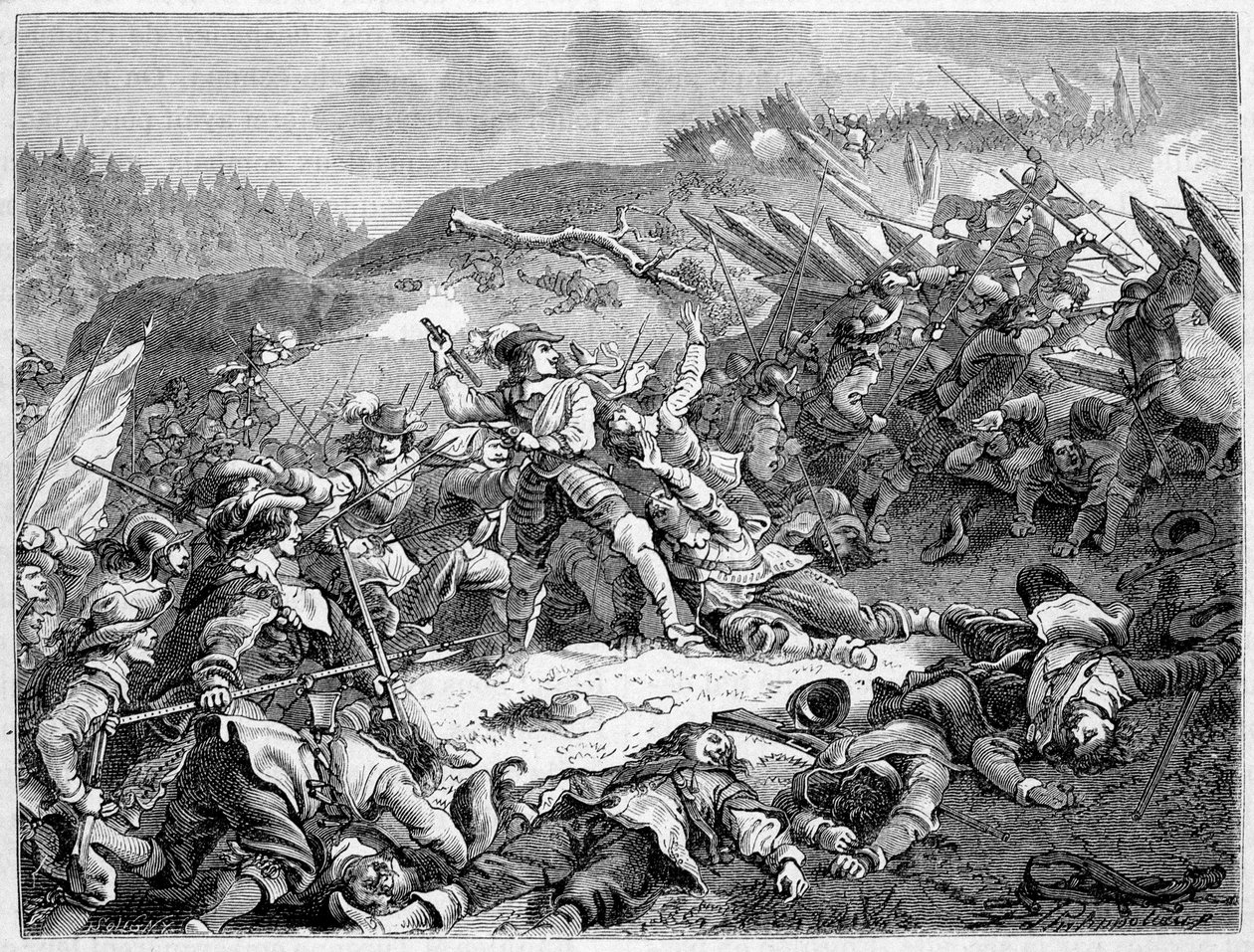 Ludwig II. von Bourbon, Prinz von Condé (Bourbon-Condé) (Großer Condé) (1621-1686) in der Schlacht bei Freiburg (1644) von French School