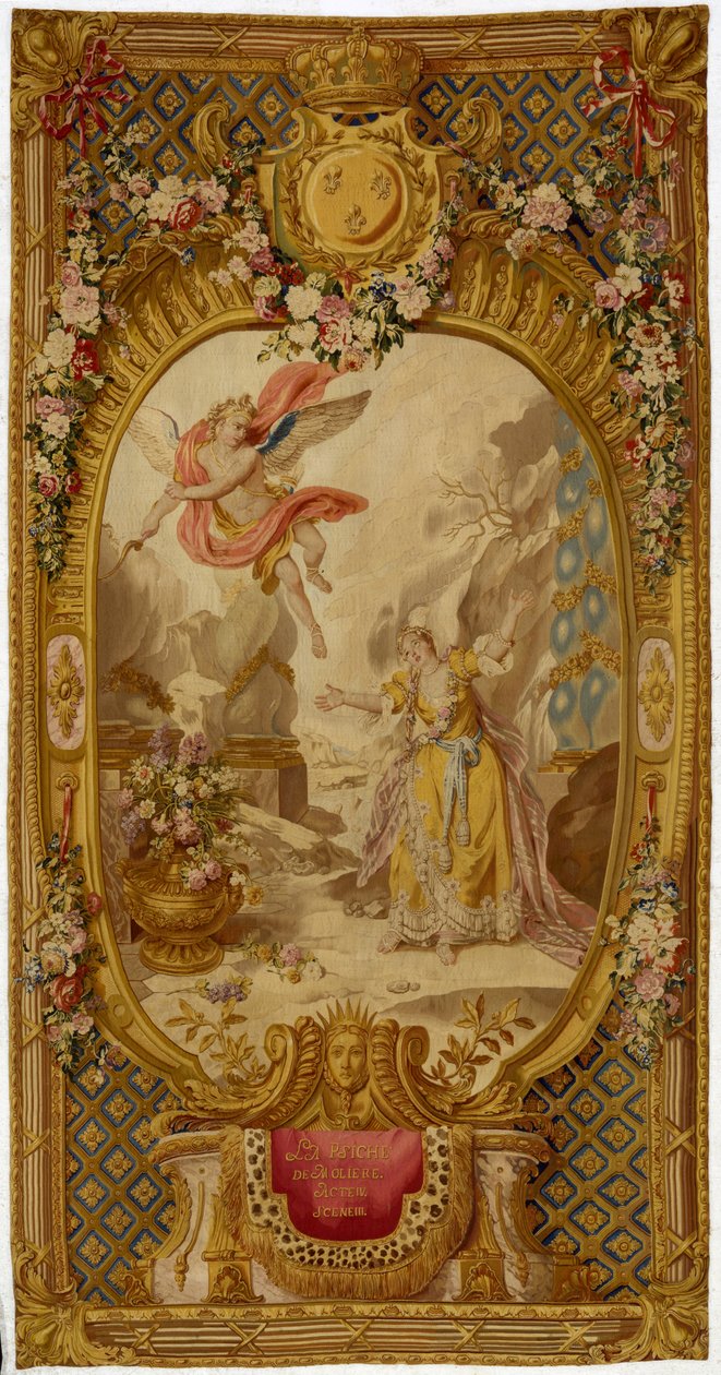 Louis XV Gobelins Tapisserie aus der Serie "Szenen aus Oper, Tragödie und Komödie", aus der zweiten Weberei von 1761-64 von French School