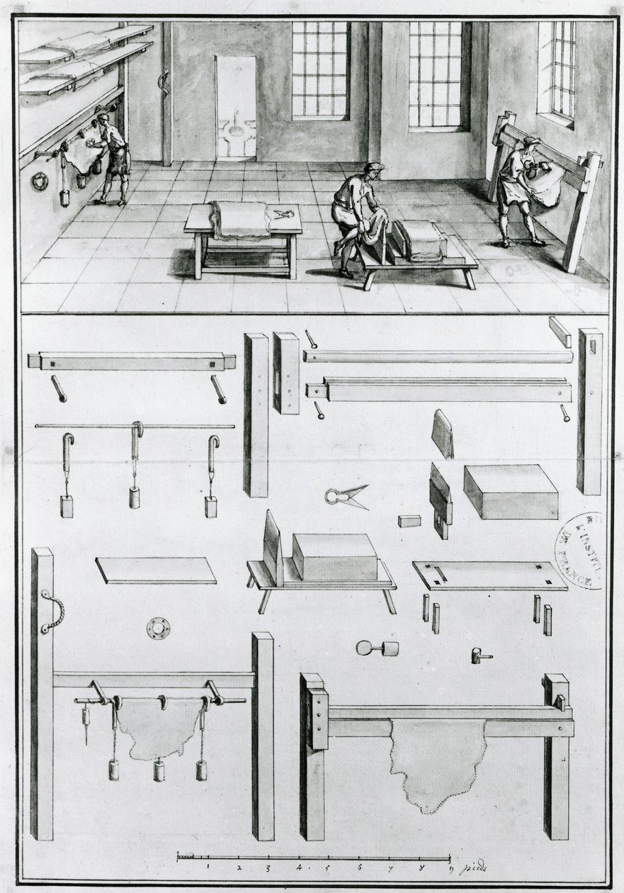MS 1064 fol 11 Beschreibungen von Kunst & Handwerk von Denis Diderot (1713-84), veröffentlicht ca. 1770 (s/w Foto) von French School