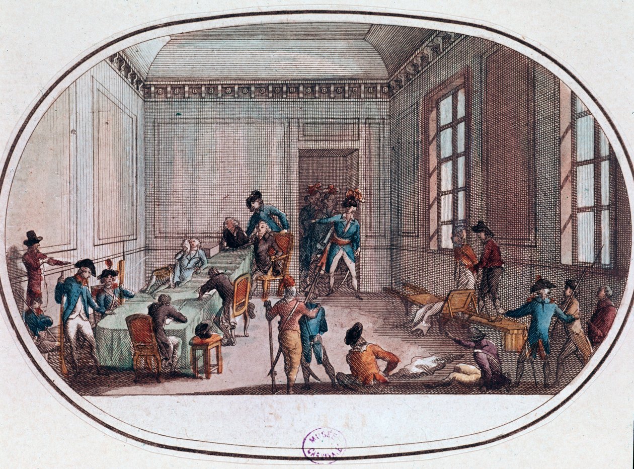 Maximilien de Robespierre verletzt im Vorzimmer des Komitees für öffentliche Sicherheit von French School
