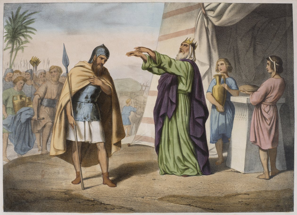 Melchisedek segnet Abraham, Illustration aus einem Katechismus L