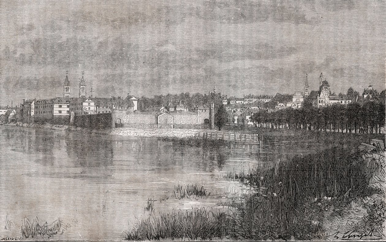 Melun - Île-de-France - Gravur in „La France illustrée: Geographie, Geschichte, statistische Verwaltung“ von V.A. Malt-Brown. 1884 von French School