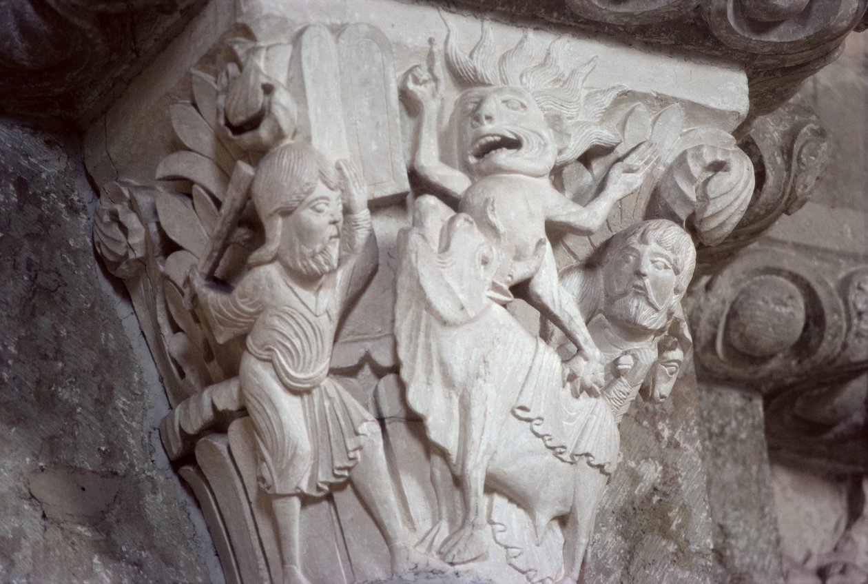 Moses und das Goldene Kalb, Kapitellrelief, ca. 1130 von French School