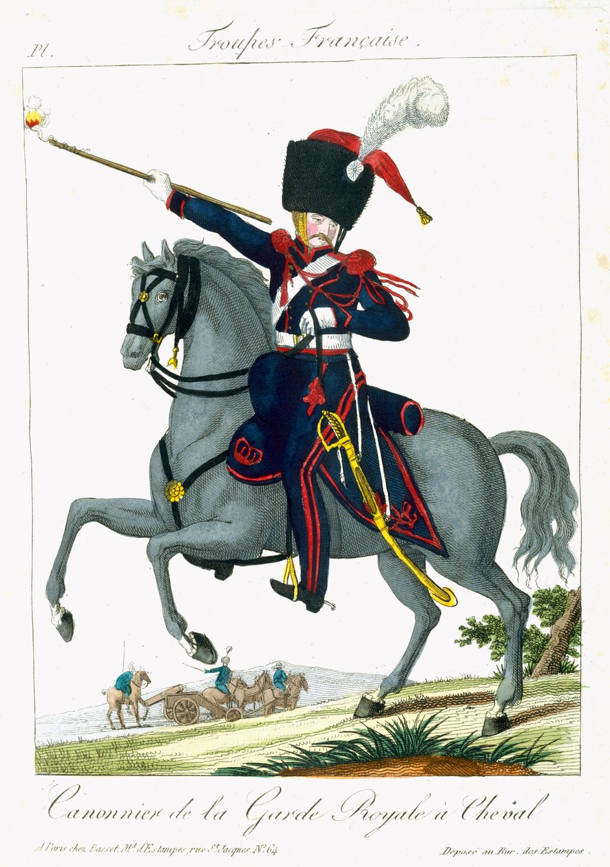 Berittener Kanonier der Königlichen Garde, aus Troupes Francaises, veröffentlicht bei Basset, Paris, um 1790 von French School