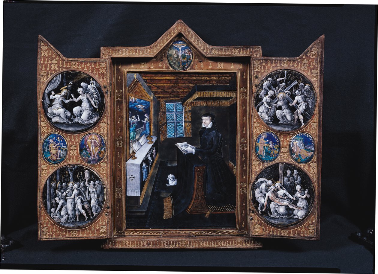 Trauerschrank mit Szenen aus dem Leben Christi und Attributen von Henri II (1519-59) und Catherine de Medici (1519-89) von French School