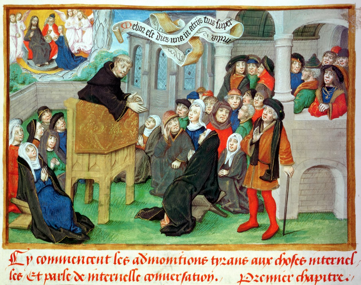 Ms.230 fol.57 Mönch predigt über Nachahmung, aus Sermons sur la Passion et Traites Divers von Jean de Gerson (1363-1429) von French School