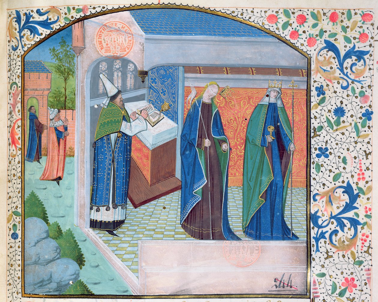 Ms 0338 f.1 Die Kirche und die Synagoge, um 1465-70 von French School