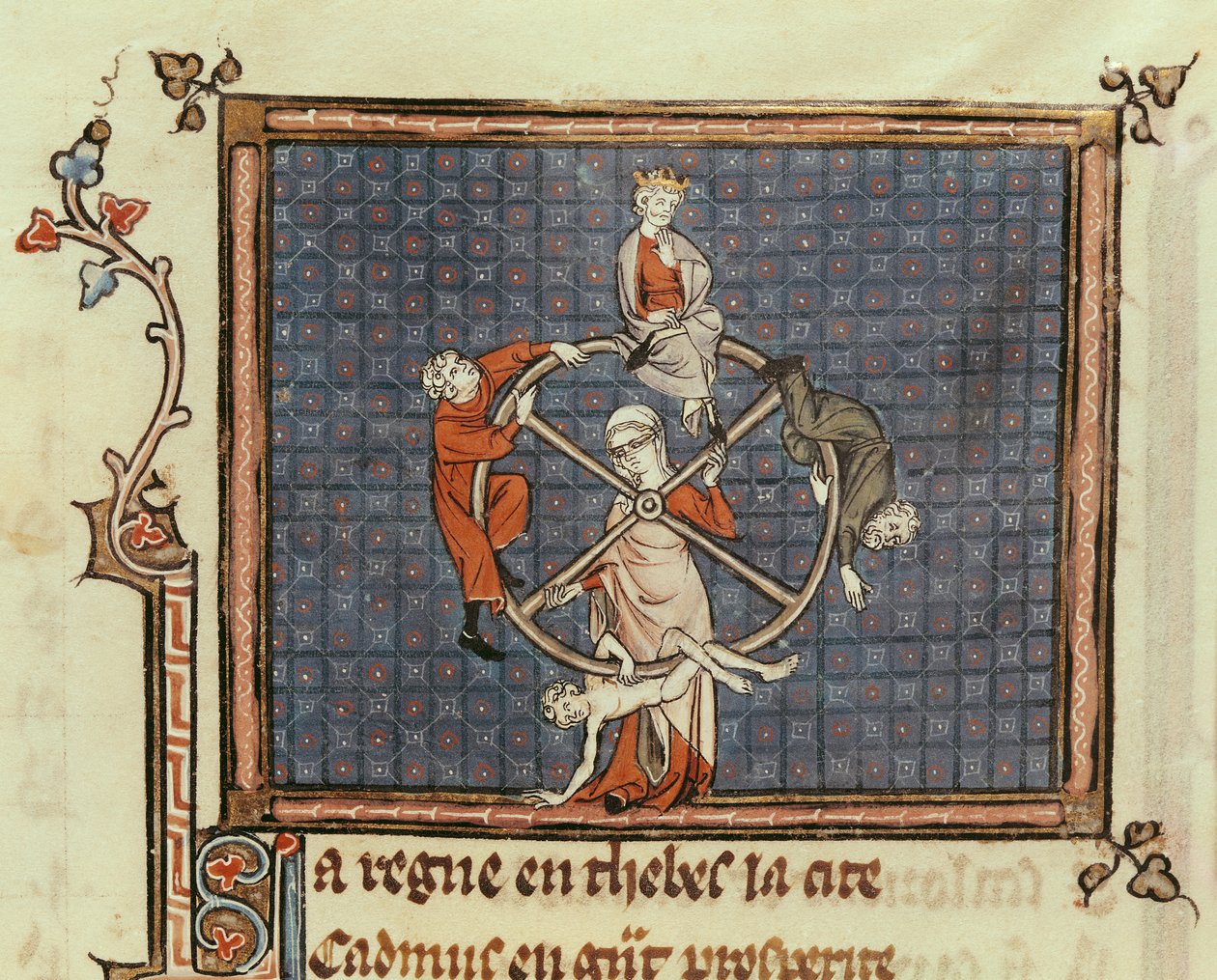 Ms 1044 Fol.74 Das Rad des Schicksals, aus Ovide Moralise, geschrieben von Chretien Legouais von French School