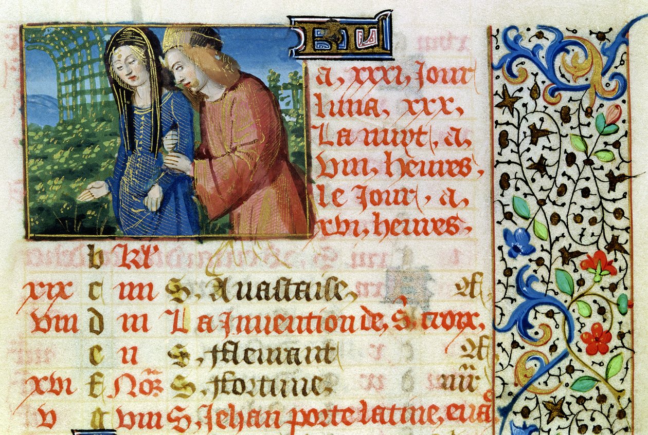 Ms 134 Mai: Ein Liebespaar, aus einem Stundenbuch von French School