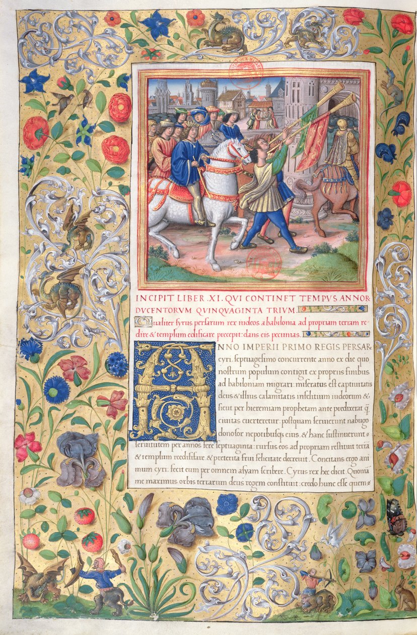 Ms. 1581 f. 211v Illustration aus Buch XI (Vom ersten Jahr des Kyros bis zum Tod Alexanders des Großen), Kapitel 1 der Antiquitates Judaicae von Flavius Josephus von French School