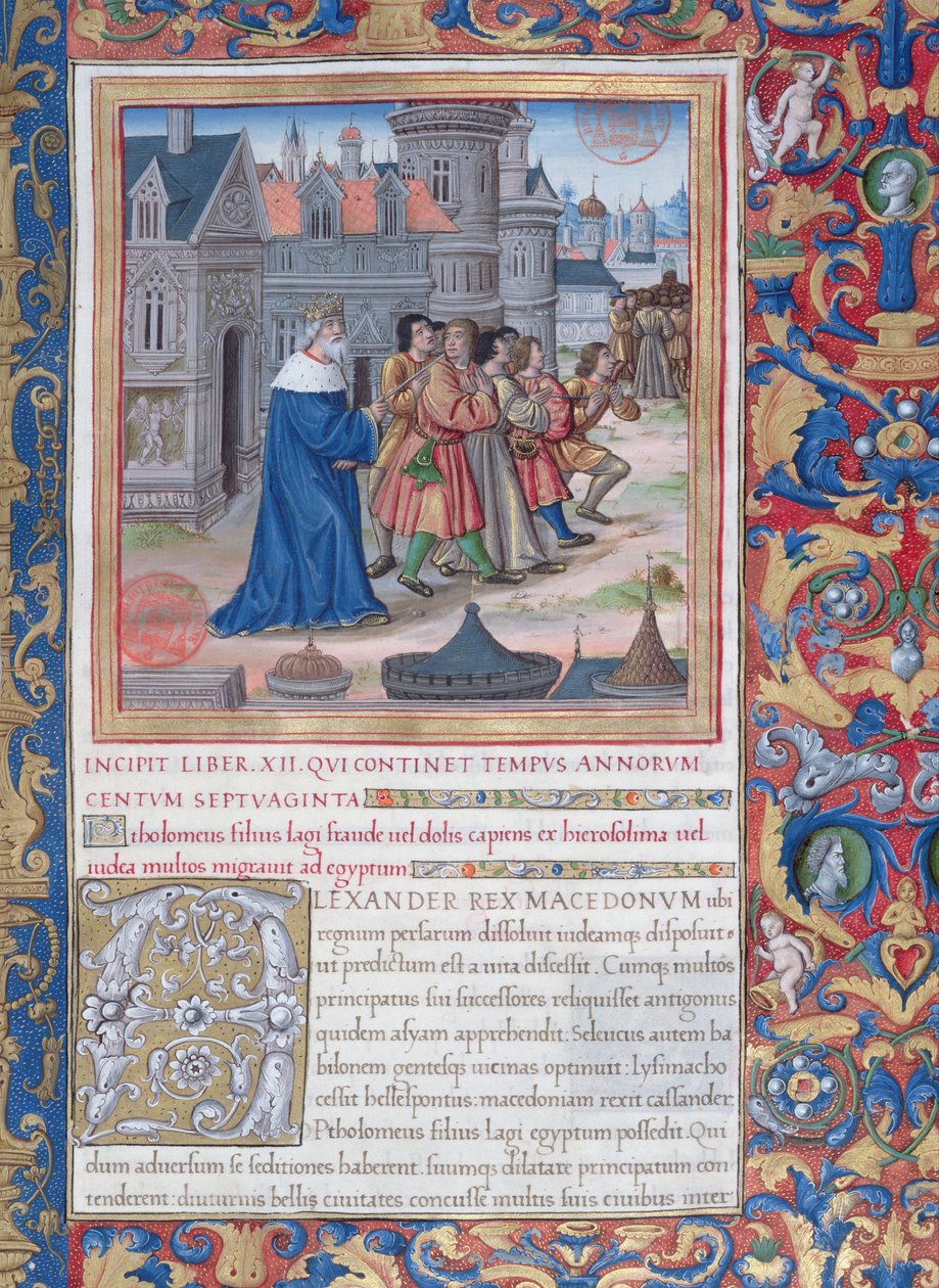 Ms. 1581 f. 228 Illustration aus Buch XII (Vom Tod Alexanders des Großen bis zum Tod des Judas Makkabäus), Kapitel 1 der Antiquitates Judaicae von Flavius Josephus von French School