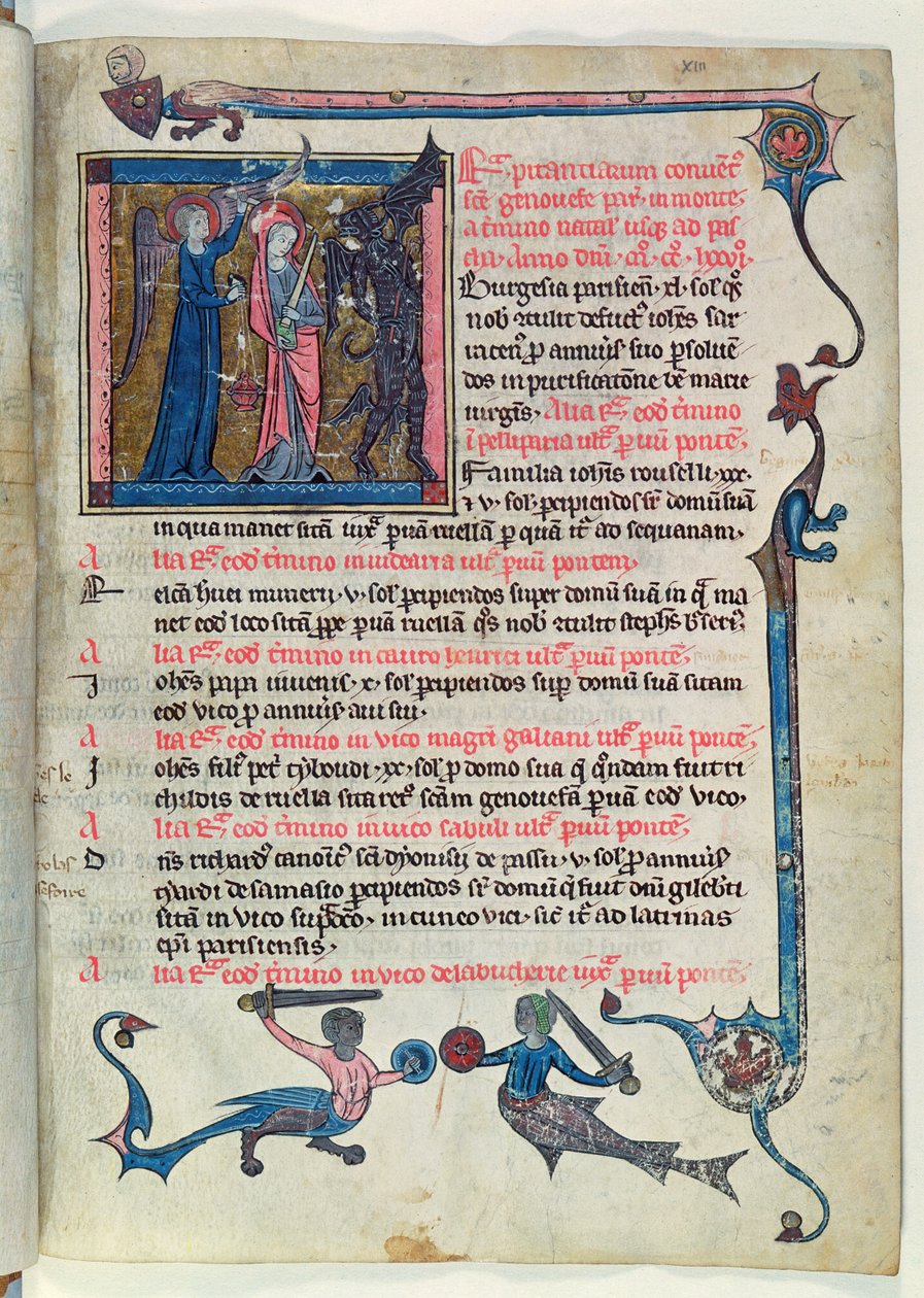 St. Genevieve kämpft mit Hilfe eines Engels gegen einen Dämon, aus dem Censier de l