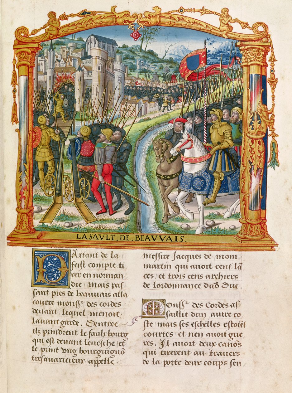 Ms 18 f.92r Belagerung von Beauvais durch Karl den Kühnen, Herzog von Burgund, 27. Juni 1472, aus den Memoiren von Philippe von Commines (1445-1509) von French School