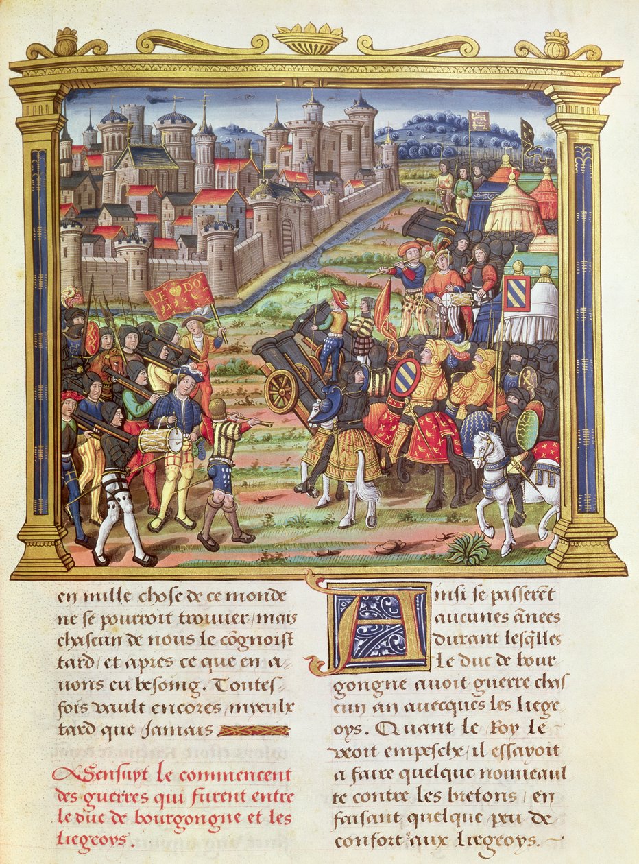 Ms 18 fol.36r Krieg zwischen Karl dem Kühnen, Herzog von Burgund und Lüttich 1467-68, aus den Memoiren von Philippe von Commines (1445-1509) von French School