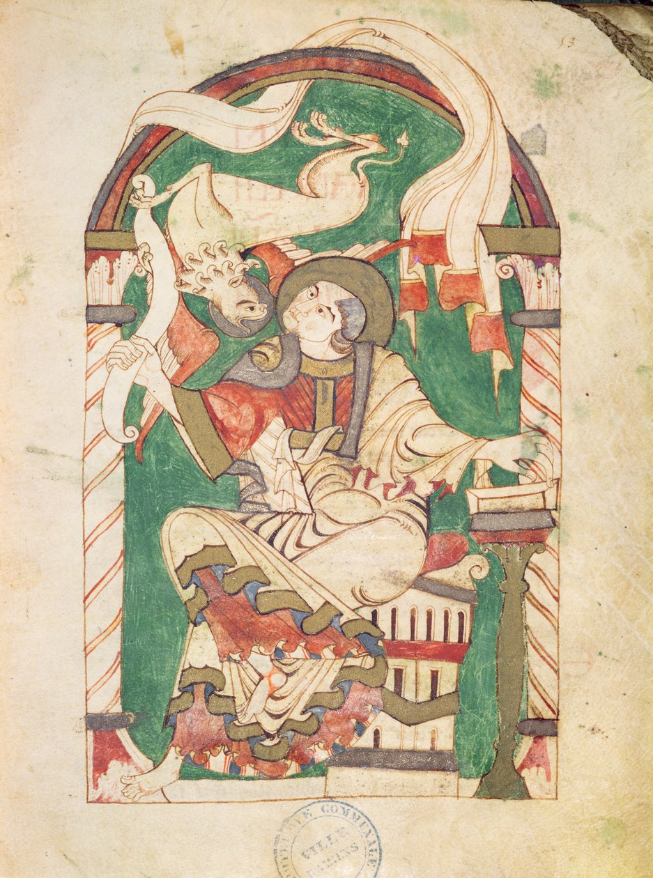 Ms 24 fol.53 St. Markus, aus einem Evangelium aus der Abtei Corbie von French School