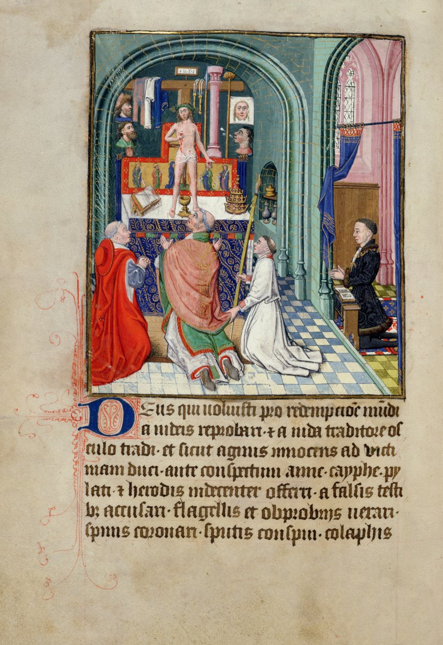 Ms 3-1954 fol.253v Die Messe des heiligen Gregor aus einem Stundenbuch, hergestellt für Philipp den Kühnen, Herzog von Burgund von French School