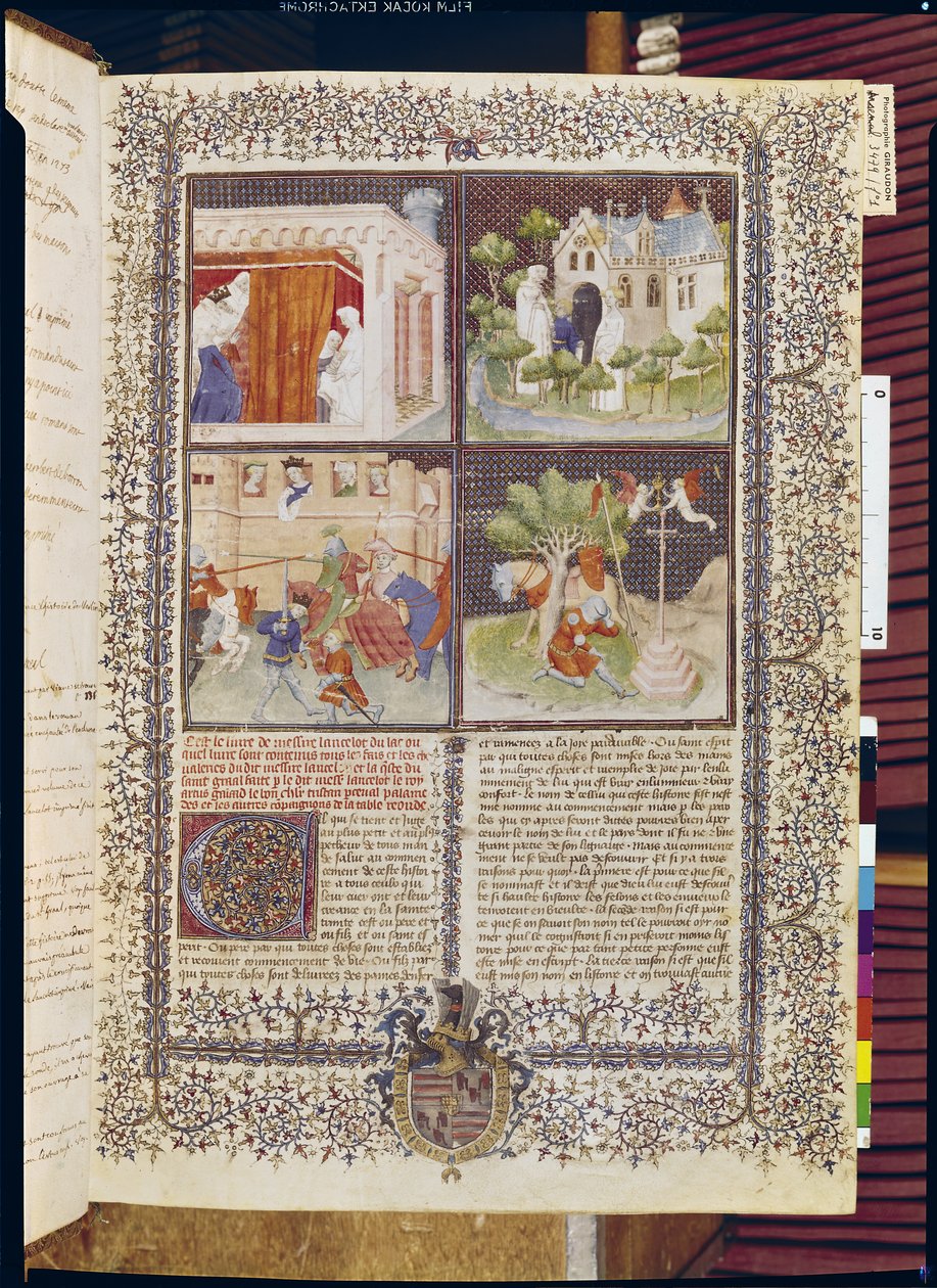 Ms 3479 t.1 f.1 Die Geschichte von Lancelot und die Suche nach dem Heiligen Gral, aus dem Livre de Messire Lancelot du Lac von French School