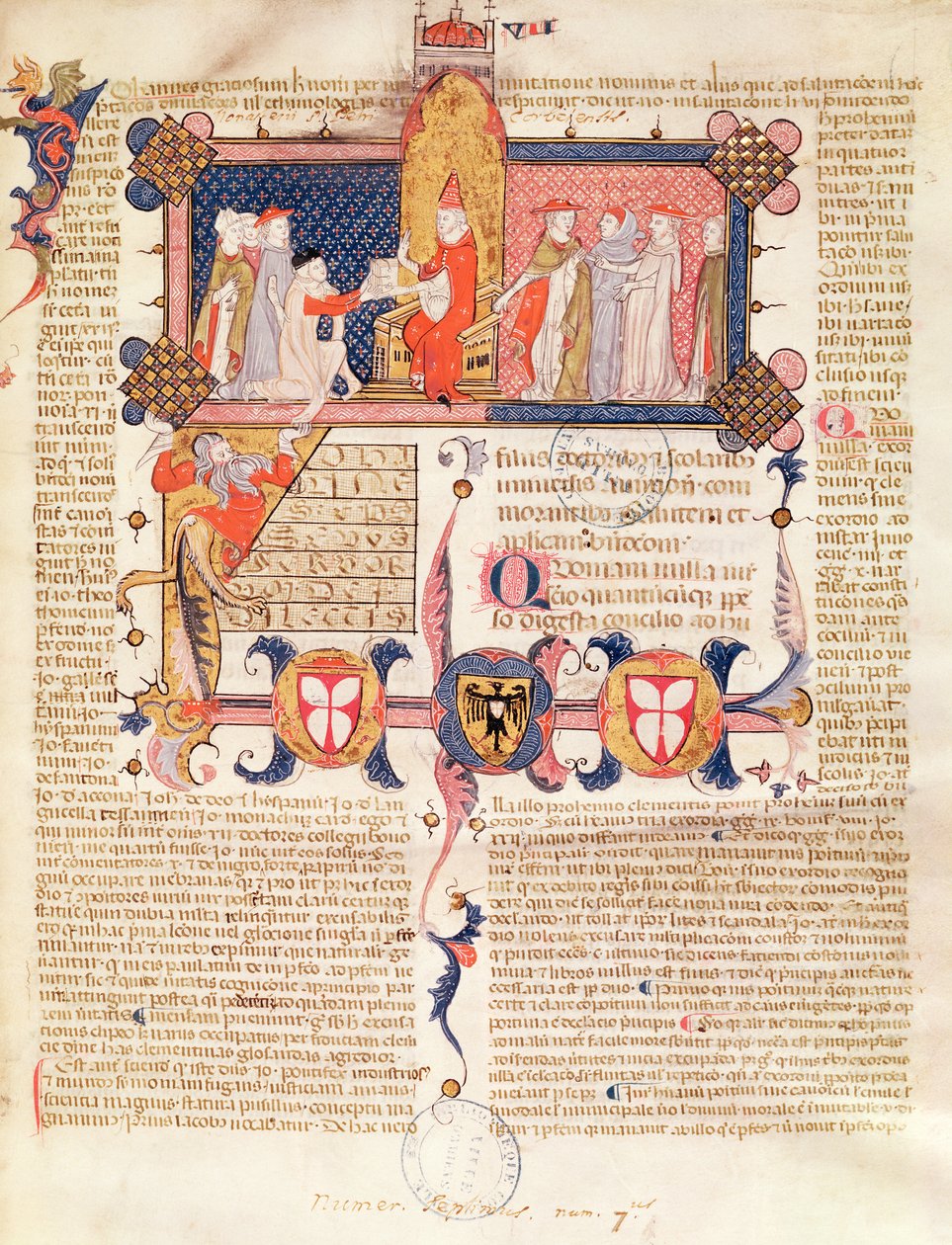 Ms 371 f.1 Jean Andre überreicht sein Werk Papst Clemens V. (ca. 1260-1314) von French School