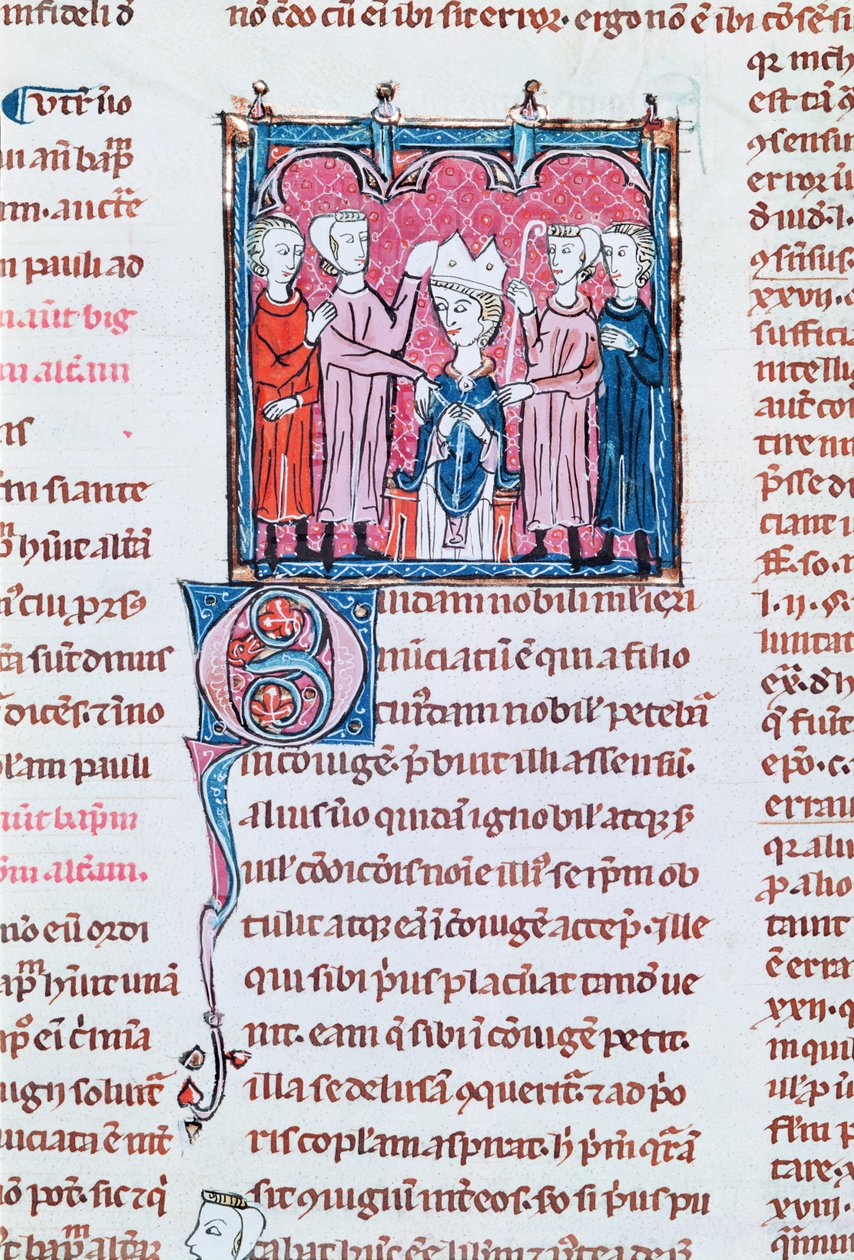 Ms 372 fol.158v Thronbesteigung eines Bischofs, aus Decrets de Gratien von French School