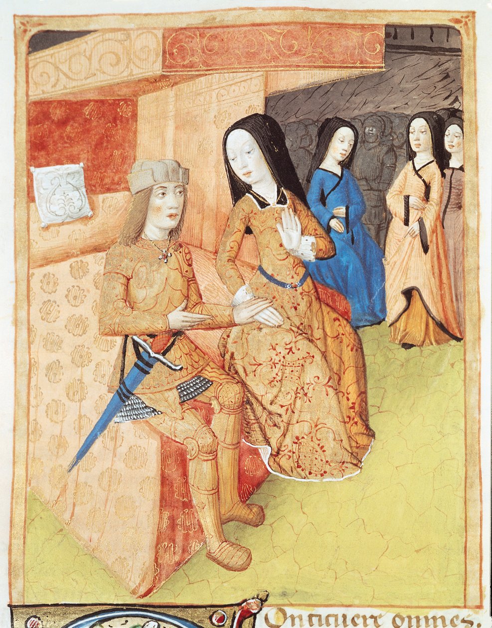 Aeneas und Dido, aus den Werken von Virgil, 1469 von French School