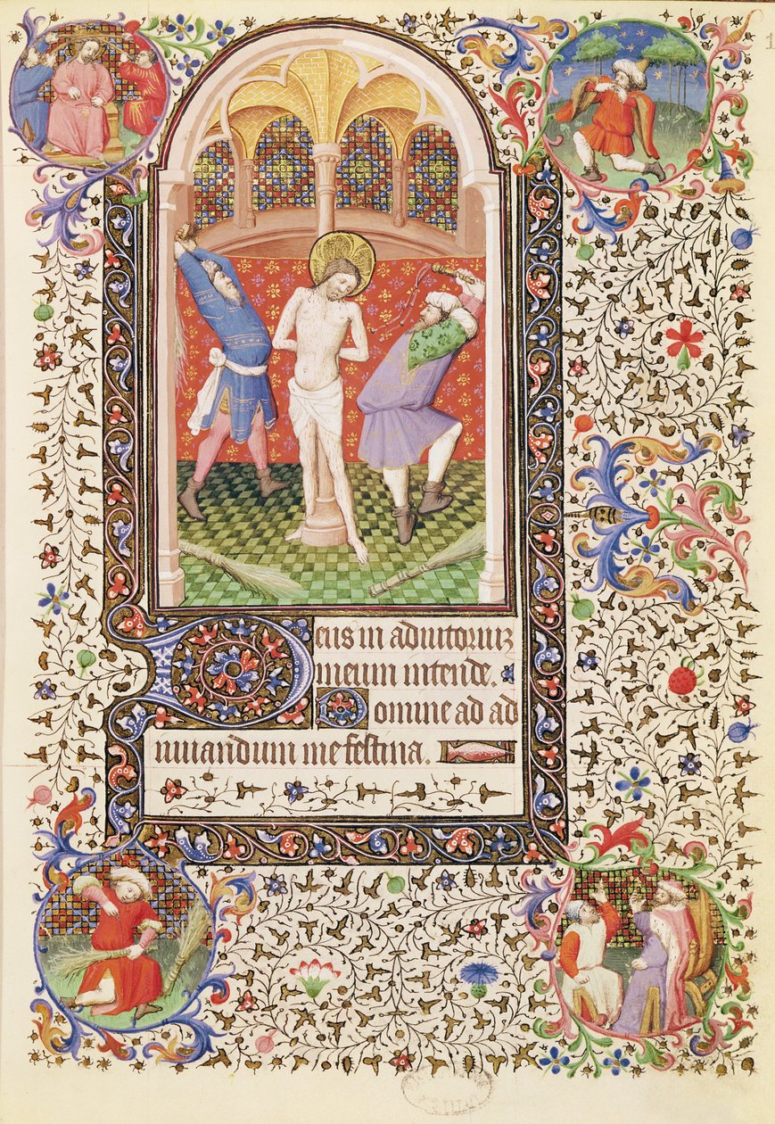 Ms 547 fol.13 Geißelung, aus einem Stundenbuch einer Frau aus Poitiers von French School