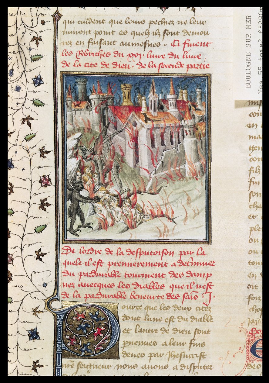 Ms 55 t.2 fol.290v Hölle, aus De Civitate Dei von St. Augustinus von Hippo (354-430) übersetzt von Raoul de Presles, ca. 1400-50 von French School