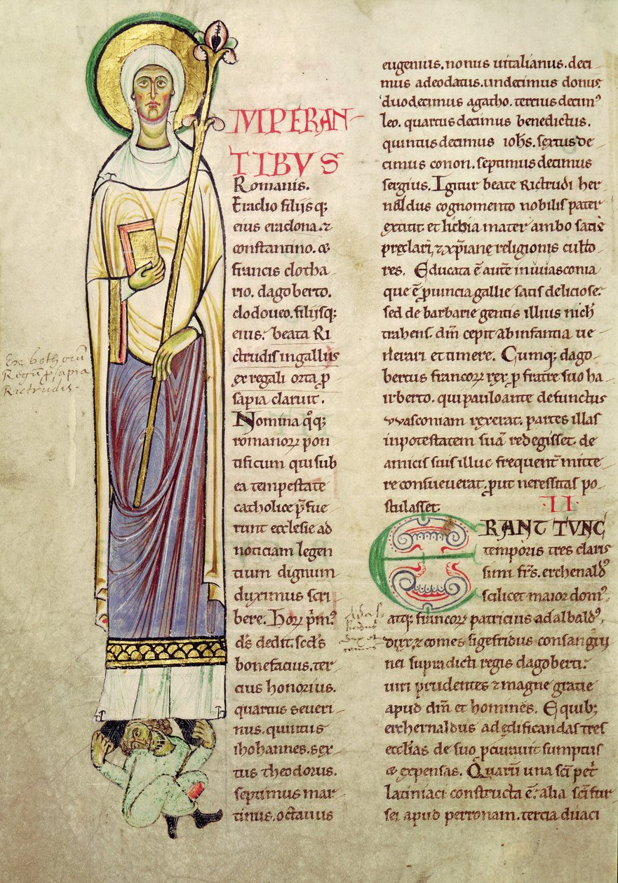 Ms 846 fol.137v Historisierte Initiale I, die St. Richrudius darstellt, aus Recueil de Vie des Saints von French School