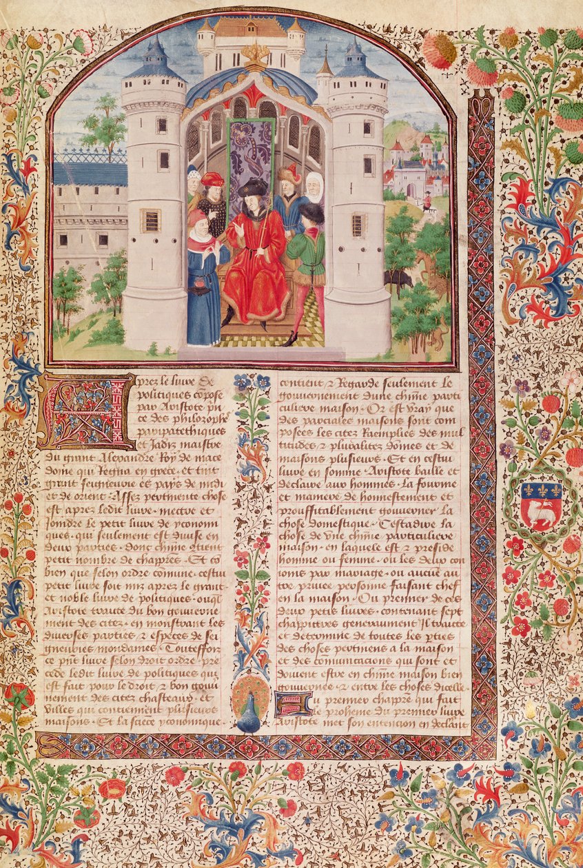 Ms 927 Fol.426 Präsentation der Ökonomie, aus Ethik, Politik und Ökonomie von Aristoteles (384-322 v. Chr.) von French School