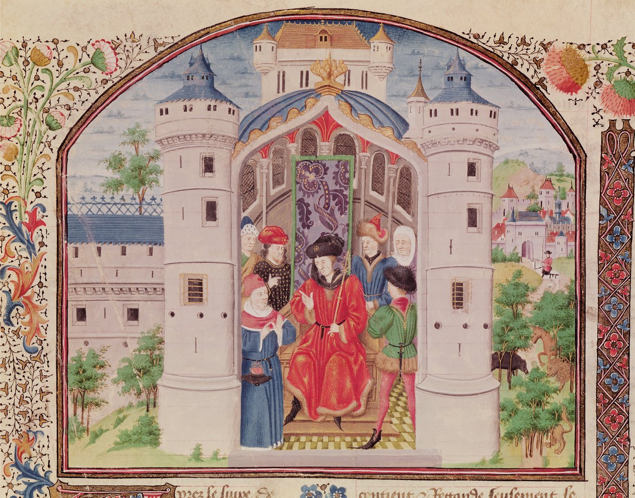 Ms 927 Fol.426 Präsentation der Ökonomie, aus Ethik, Politik und Ökonomie von Aristoteles (384-322 v. Chr.) (Detail) von French School