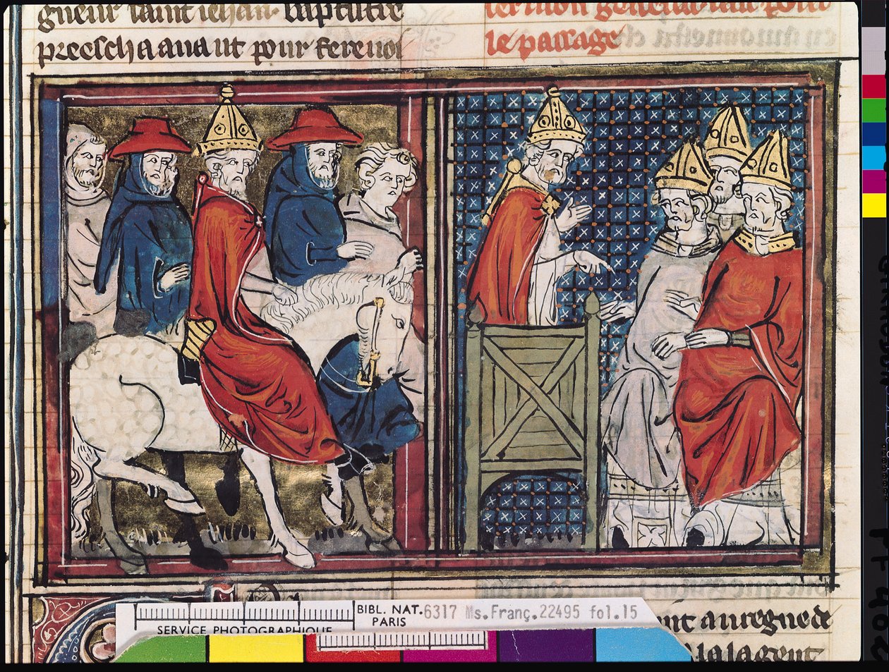 Das Konzil von Clermont und die Ankunft von Papst Urban II. (ca. 1035-99) in Frankreich, aus Le Roman de Godefroi de Bouillon, 1337 von French School