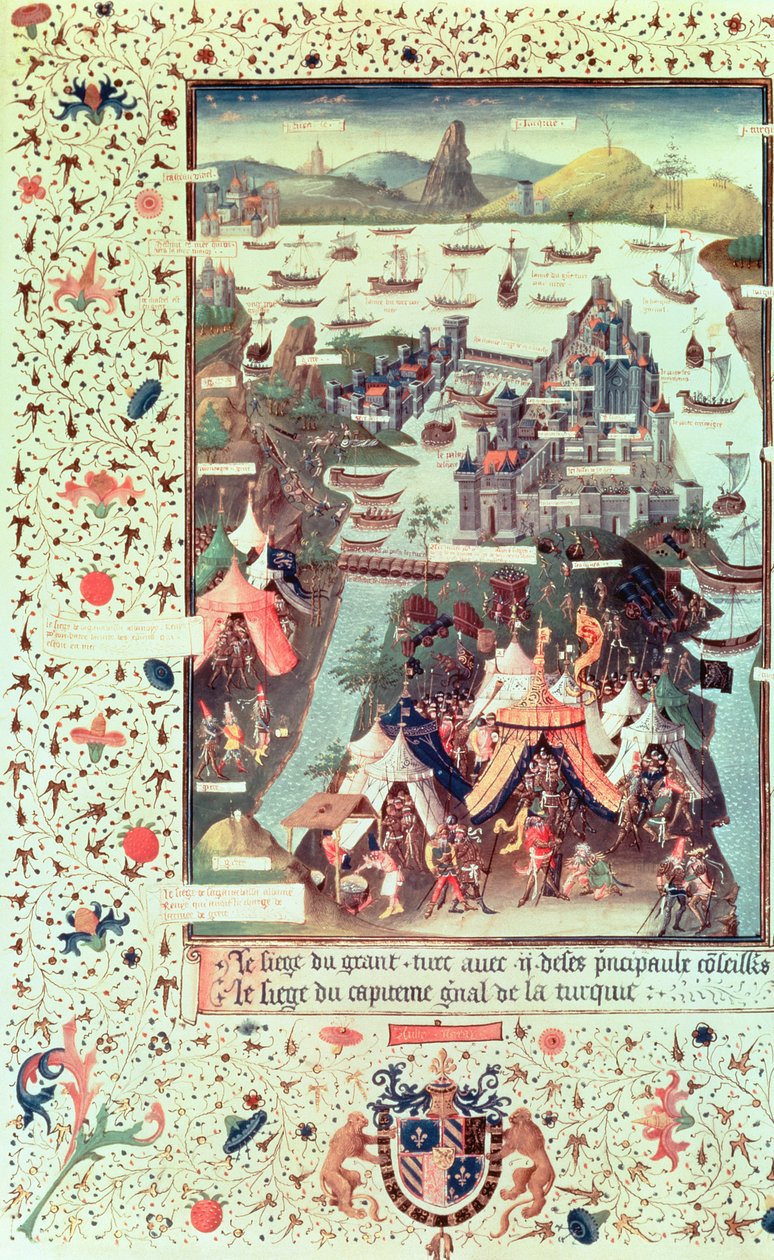 Ms Fr 9087 f.207v Die Belagerung von Konstantinopel 1453, aus Le Voyage d