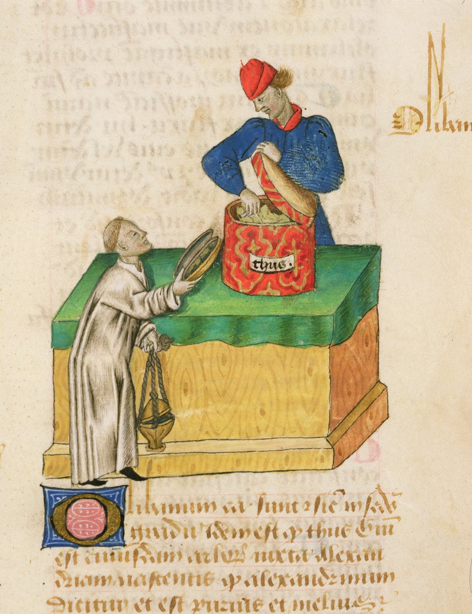 Ms Tractatus de Herbis von Dioscorides, fol.104r Der Weihrauchverkäufer von French School