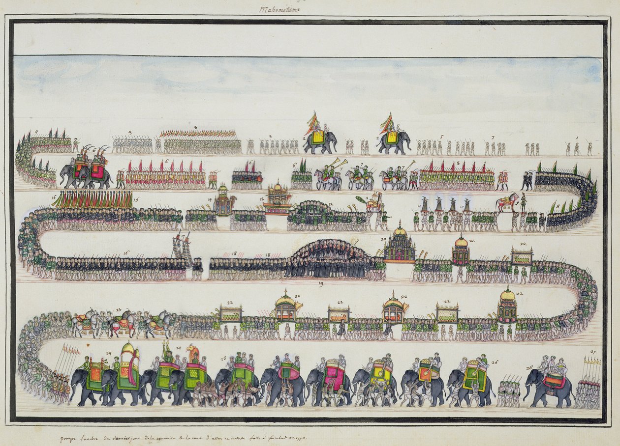 Muharram-Zeremonie, Faizabad, 1772 aus dem Gentil-Album, veröffentlicht 1774 von French School