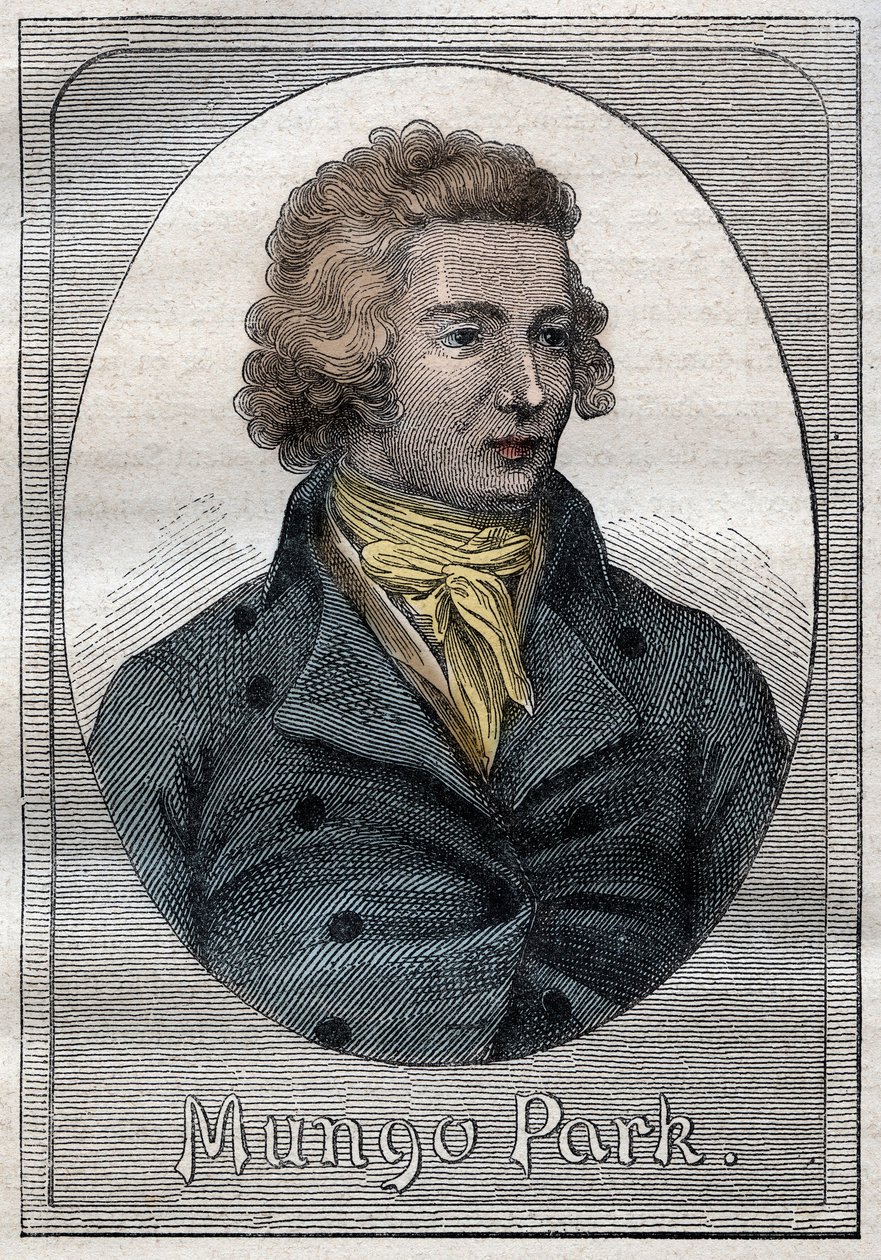 Mungo Park, schottischer Entdecker - Porträt von Mungo Park (1771-1806), schottischer Entdecker - Illustration aus „Die großen Seefahrer des 18. Jahrhunderts“ von French School