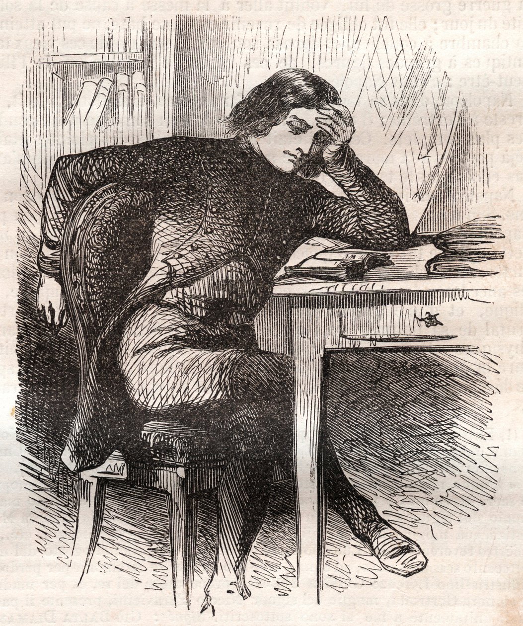 Napoleon im Jugendalter wurde düster, dunkel; das Lesen war für ihn eine Art Leidenschaft - Gravur in „Napoleon, Memorial de Sainte-Helene,“ von Emmanuel de las Cases - 1860 von French School