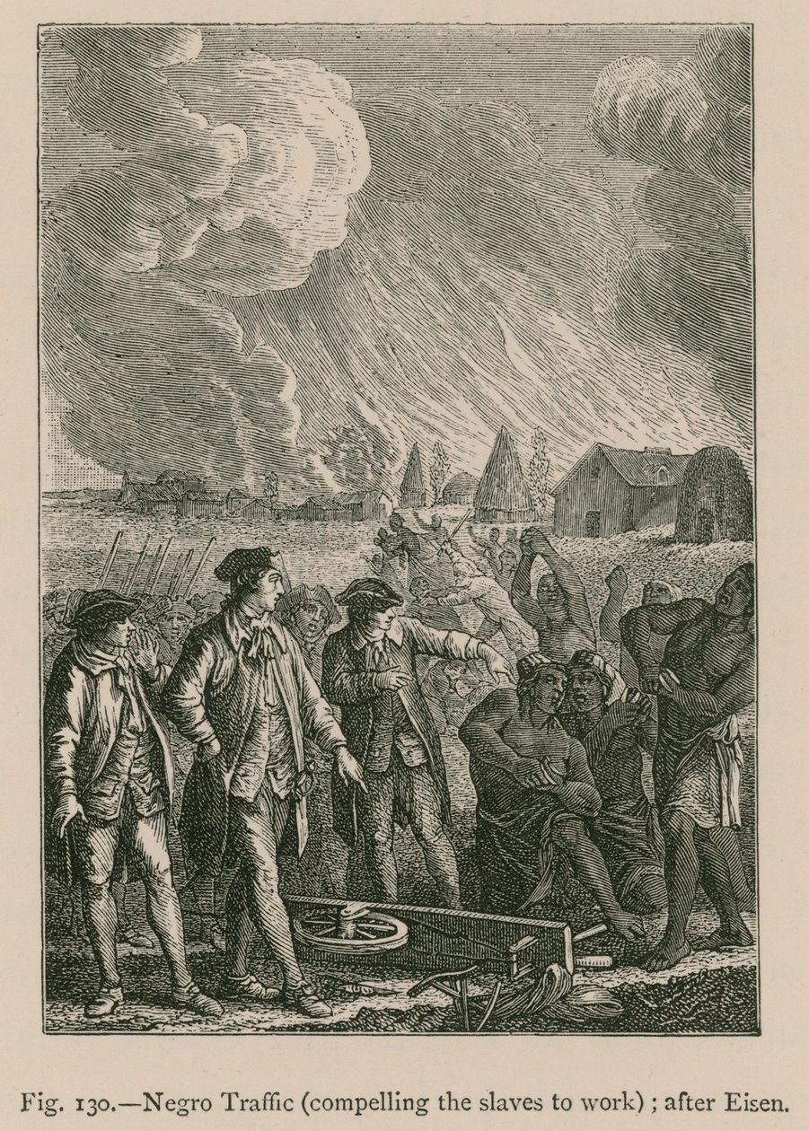 Negerhandel (Zwingen der Sklaven zur Arbeit); nach Eisen (Gravur) von French School