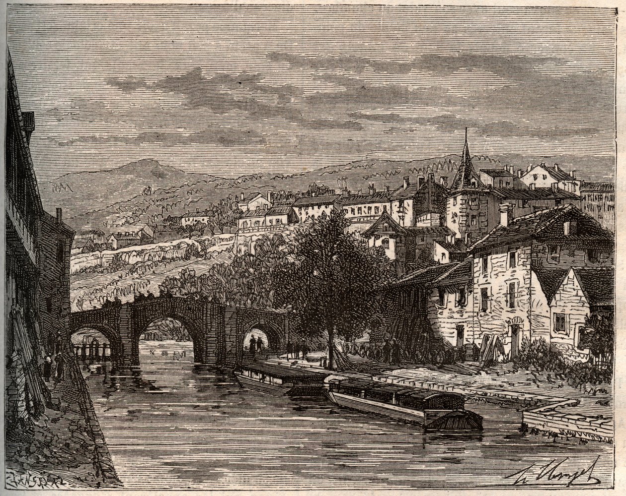 Nérac - Lot-et-Garonne - Gravur in „La France illustrée: géographie, histoire, administration statistique“ von V.A. Malt-Brown. 1884 von French School