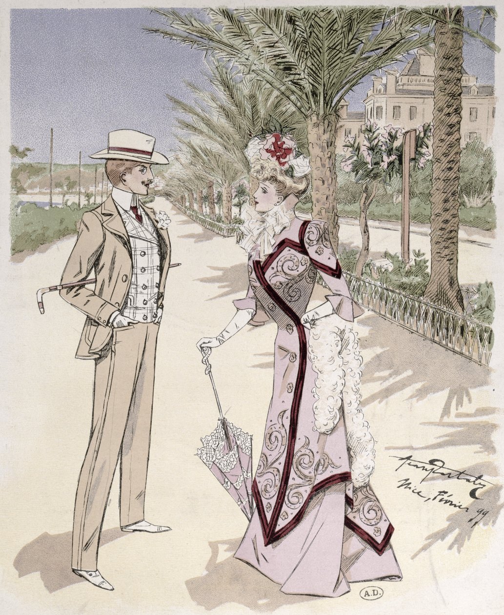 Auf der Promenade des Anglais, Nizza, Februar 1899 von French School