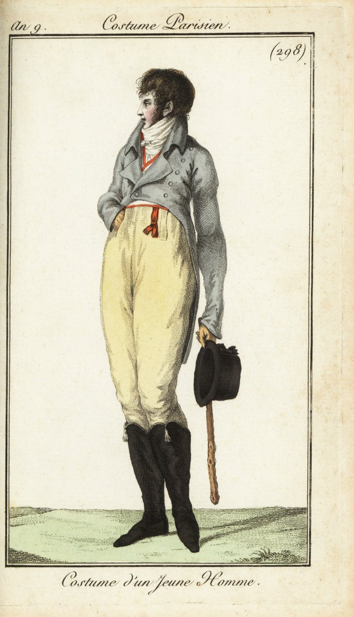 Outfit eines jungen Mannes oder Incroyable, Mai 1801 von French School
