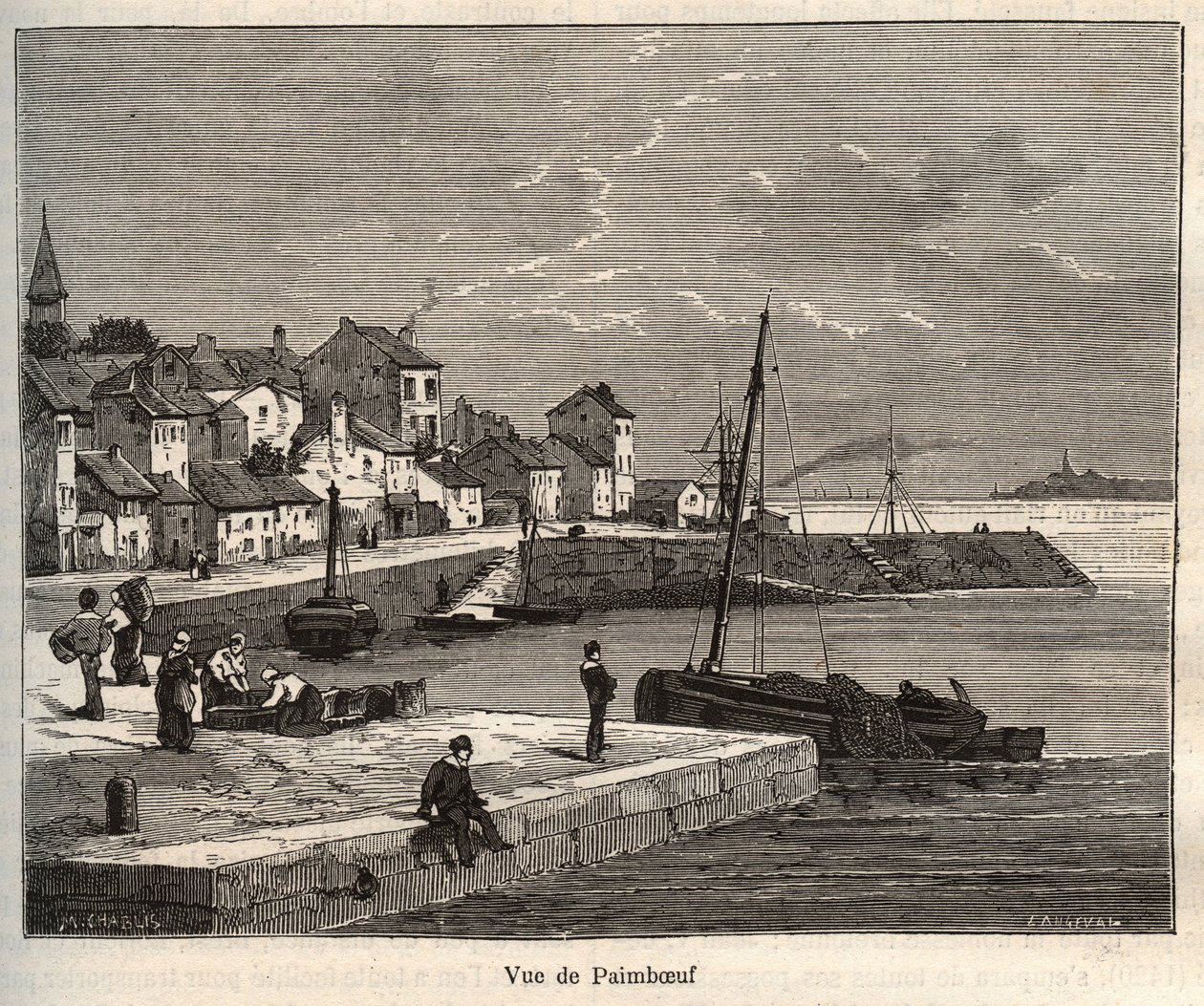 Paimboeuf - Loire-Atlantique, in der Region Pays de la Loire - Gravur in „La France illustrée: géographie, histoire, administration statistique“ von V.-A. Malt-Brown. 1884. von French School