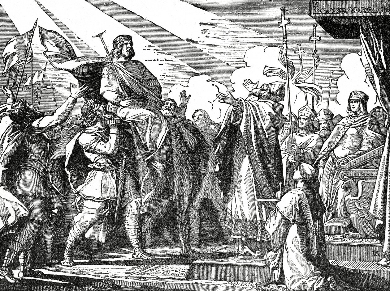 Pippin wird 751 zum König der Franken ausgerufen, ca. 1890 von French School