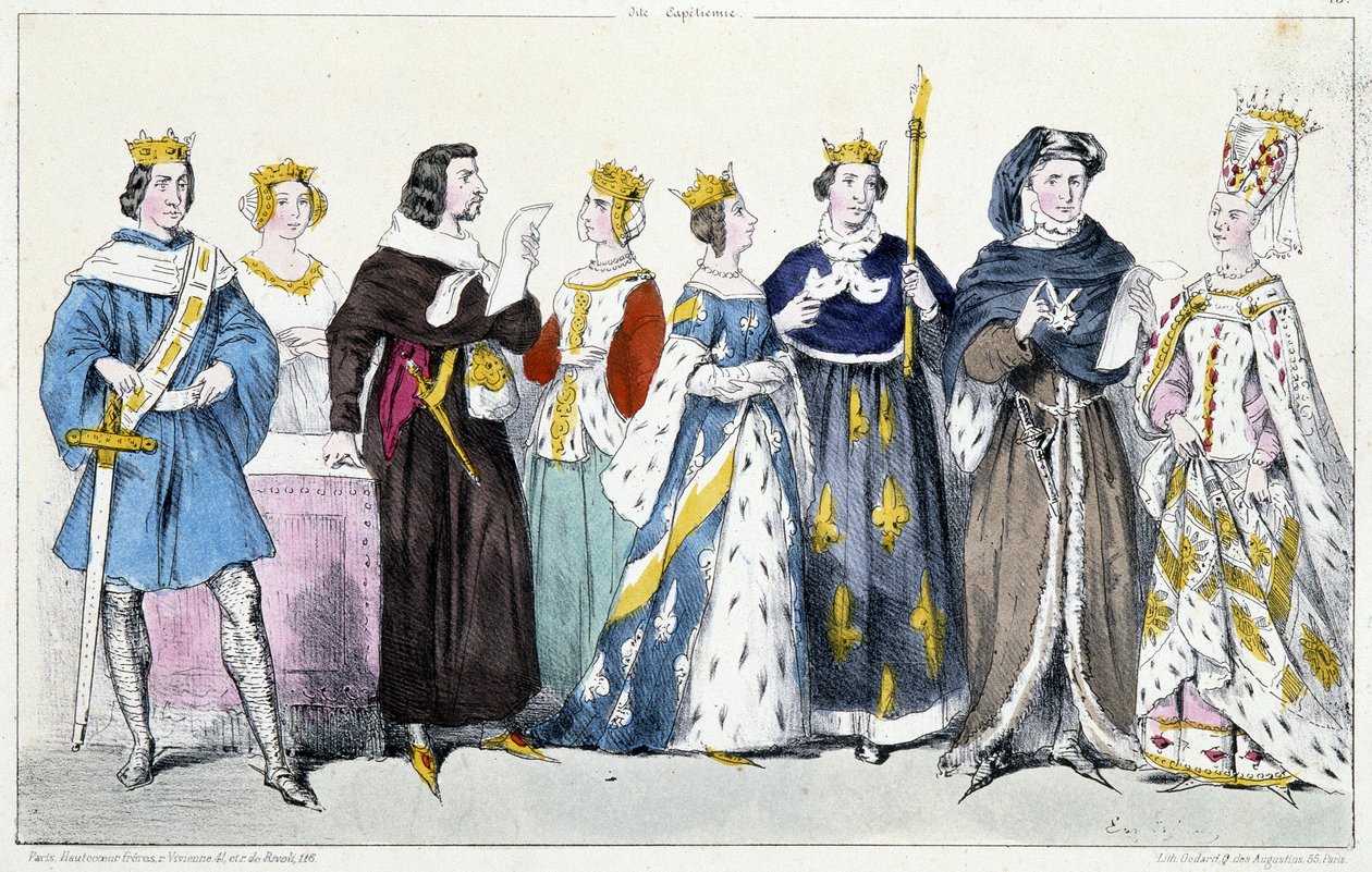 Philipp VI. von Valois, Jeanne von Burgund, Johann II. der Gute, Jeanne von Boulogne, Jeanne von Bourbon, Karl V. der Weise, Karl VI., Isabeau (Isabella, Elisabeth) von Bayern (1371-1435) von French School